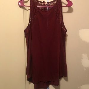 2 lace tanks,  Black and burgundy.